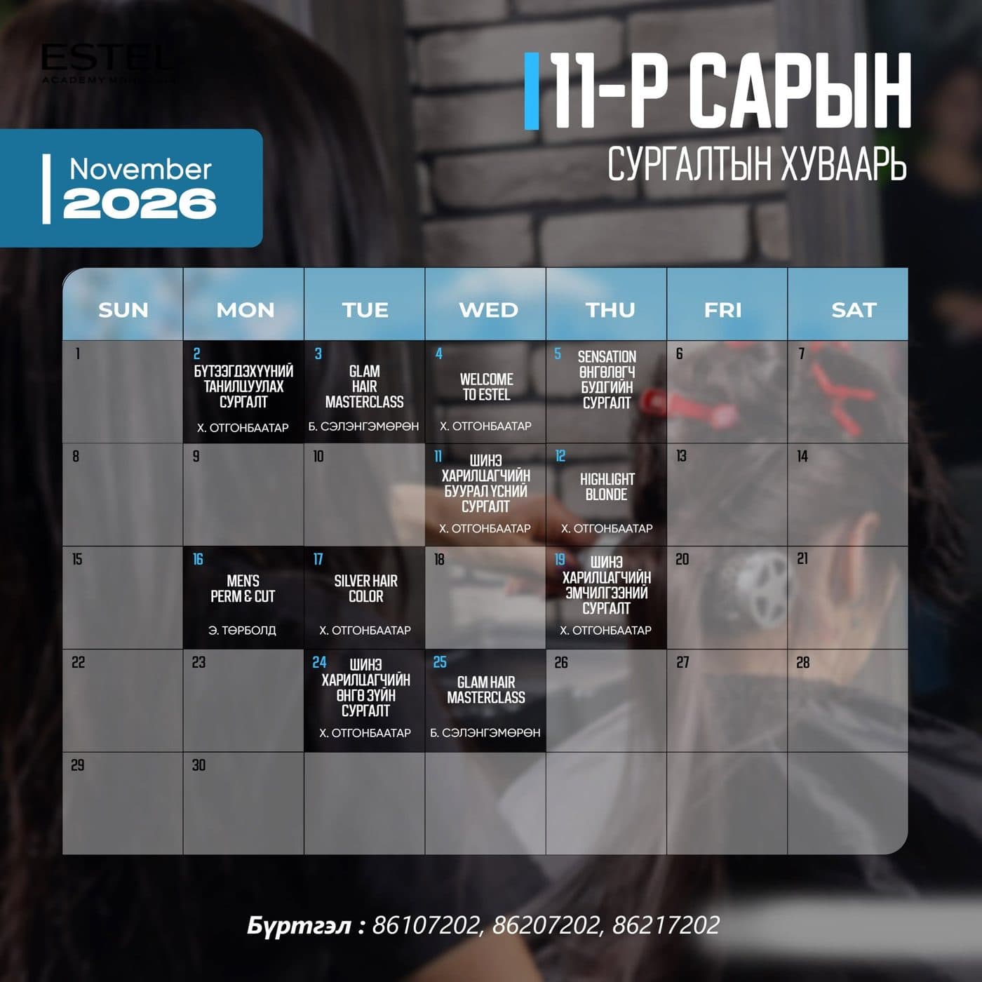 ESTEL Academy — November schedule